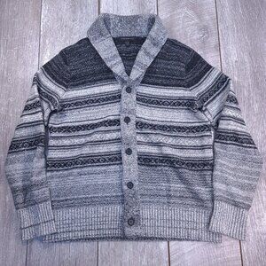 Banana Republic Mens Button Cardigan Sweater Size Large Gray Shawl Collar Top